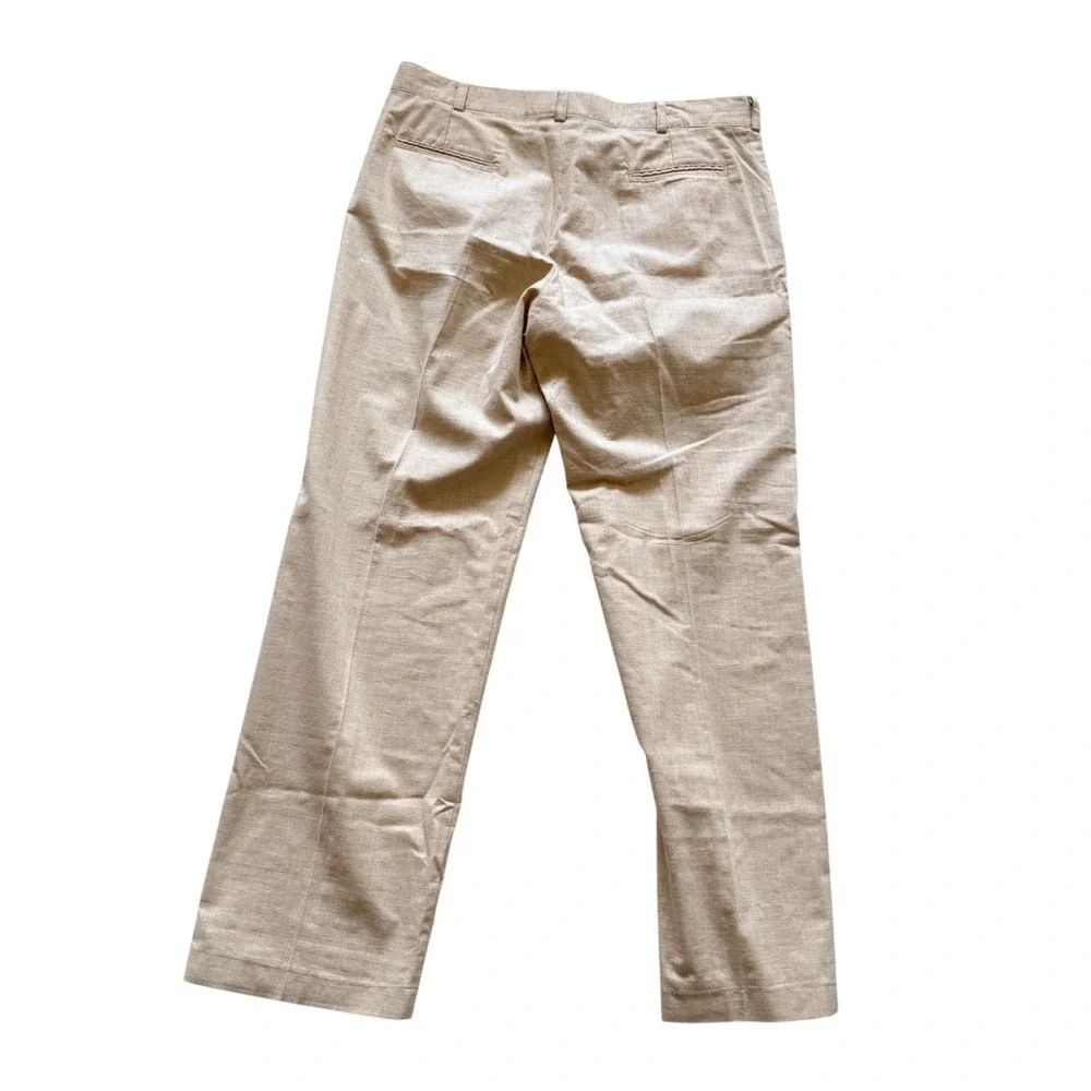 NHIH Linen Blend Straight Leg Pants Mens 36 Beige Tan Summer Beach Trousers